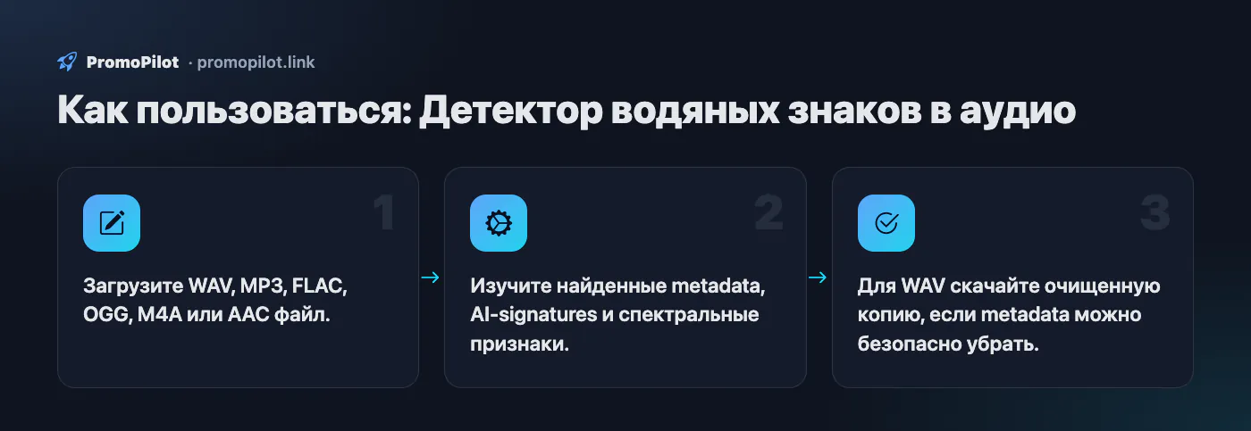 Схема: Как пользоваться — Детектор водяных знаков в аудио