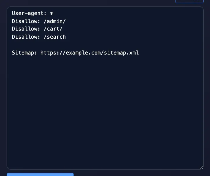 Robots.txt Generator result: robots.txt for example.com