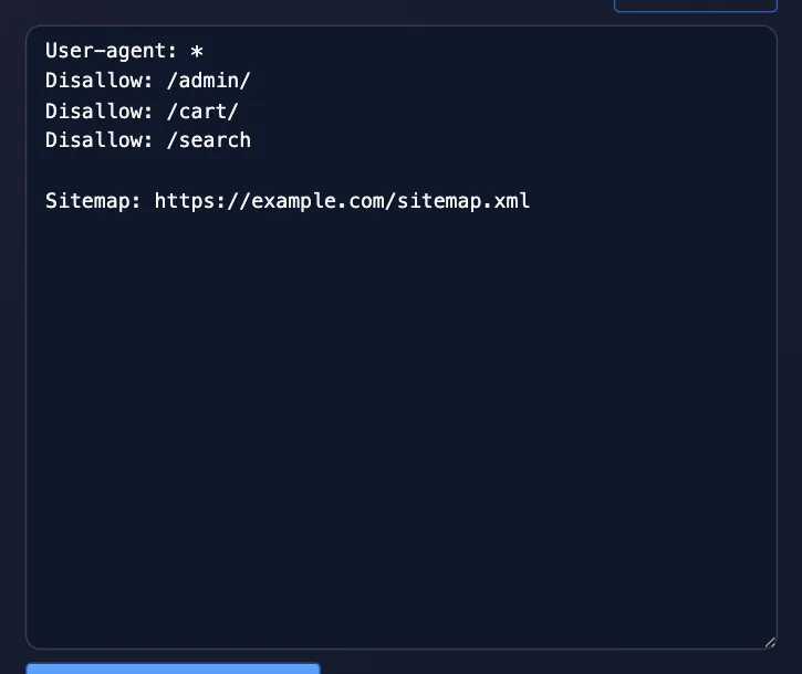 Генератор robots.txt — результат: robots.txt для example.com