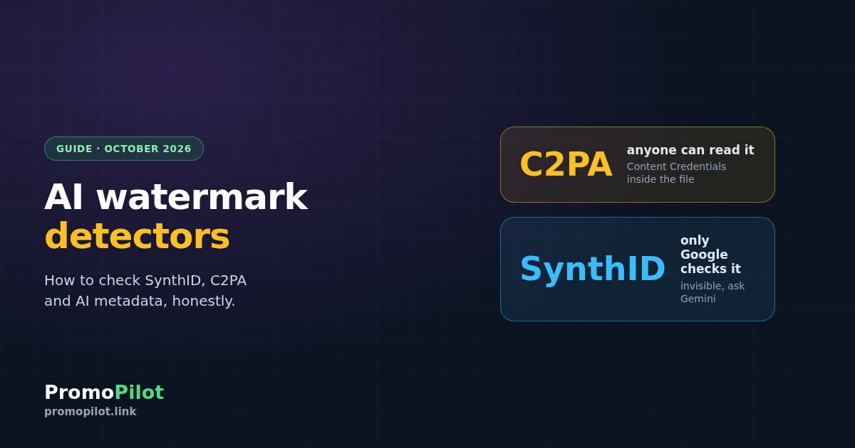 AI watermark detectors compared: how to check SynthID, C2PA and AI metadata (2026)