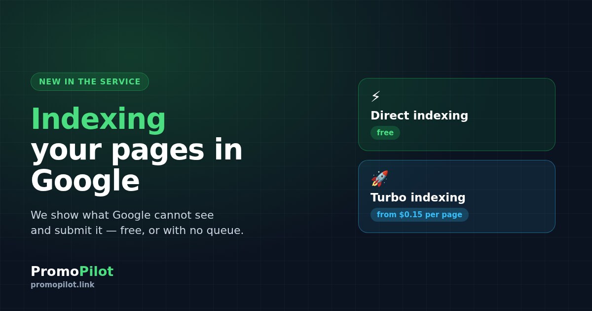 Page indexing in Google: free submission and Turbo for any site
