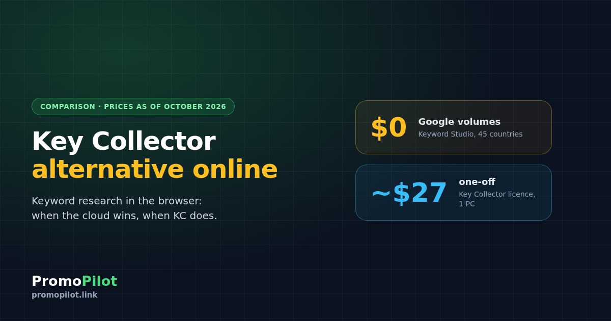 Key Collector alternative online: keyword research in the browser without Windows, proxies or captchas