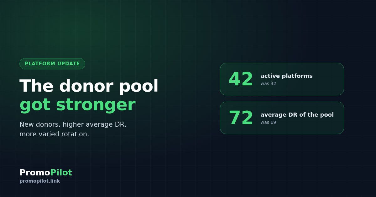 Expanding the donor pool: average DR is up to 72, rotation is more varied