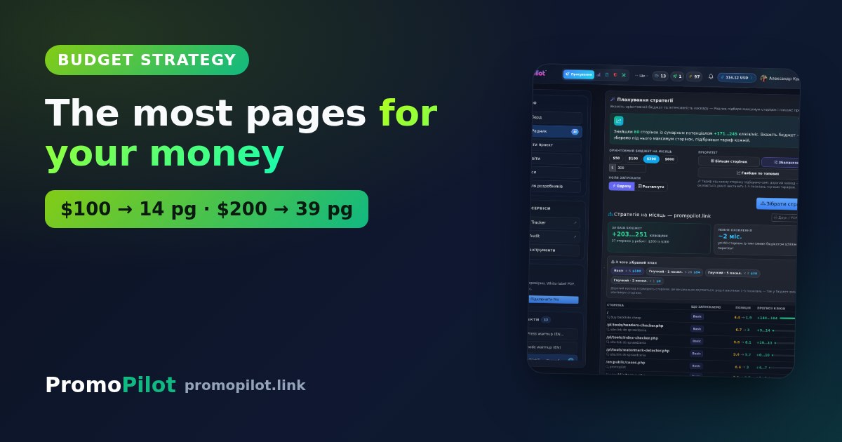 Promotion on your budget: how to fit the most pages into $100
