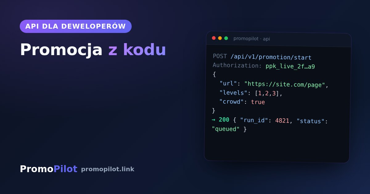 Publiczne API PromoPilot: uruchamiaj promocję z kodu