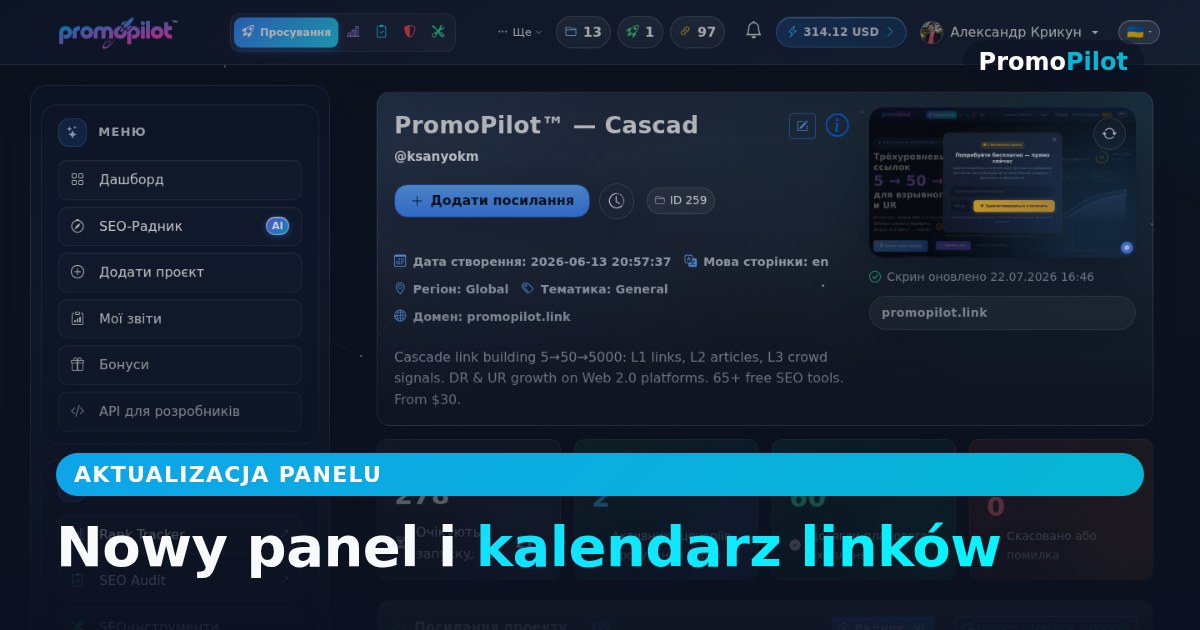 Nowy panel: kalendarz linków, kompaktowe projekty i wygoda na telefonie