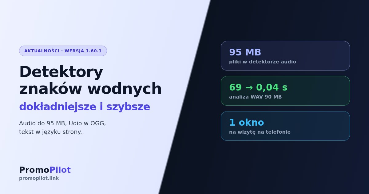 PromoPilot 1.60.1: dokładniejsze detektory znaków wodnych i strona główna na telefonie