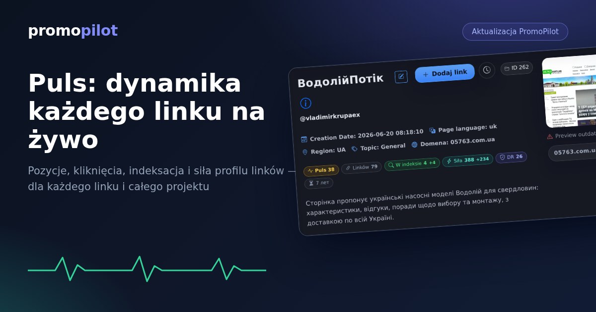 „Puls”: dynamika każdego linku na żywo — pozycje, indeksacja i siła profilu