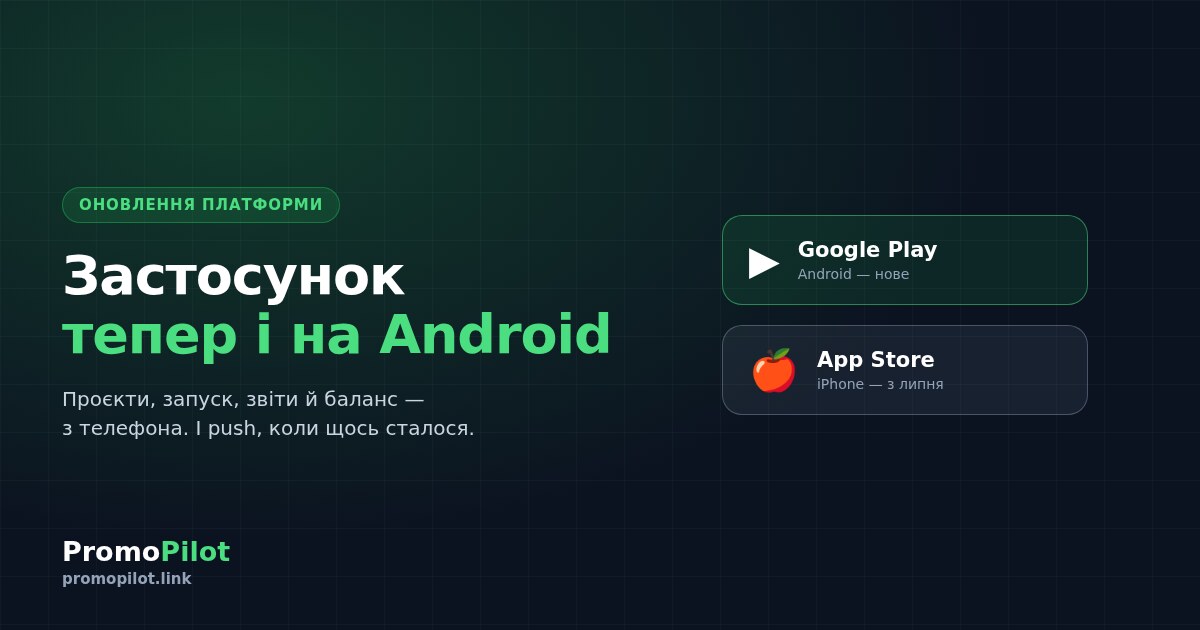 Застосунок PromoPilot вийшов у Google Play