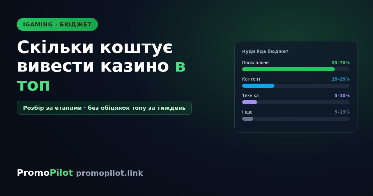 Скільки коштує вивести казино-сайт у топ: розбір бюджету за етапами